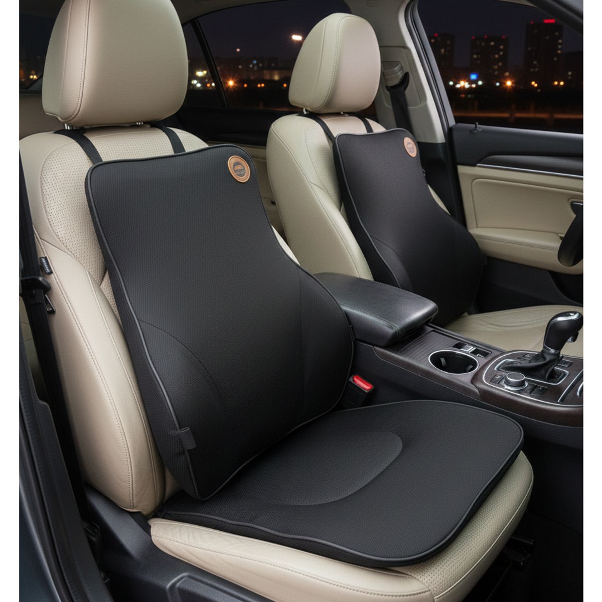 GENERICO - Soporte Lumbar Egonómico MEMORY FOAN Negro Para  Auto Camioneta