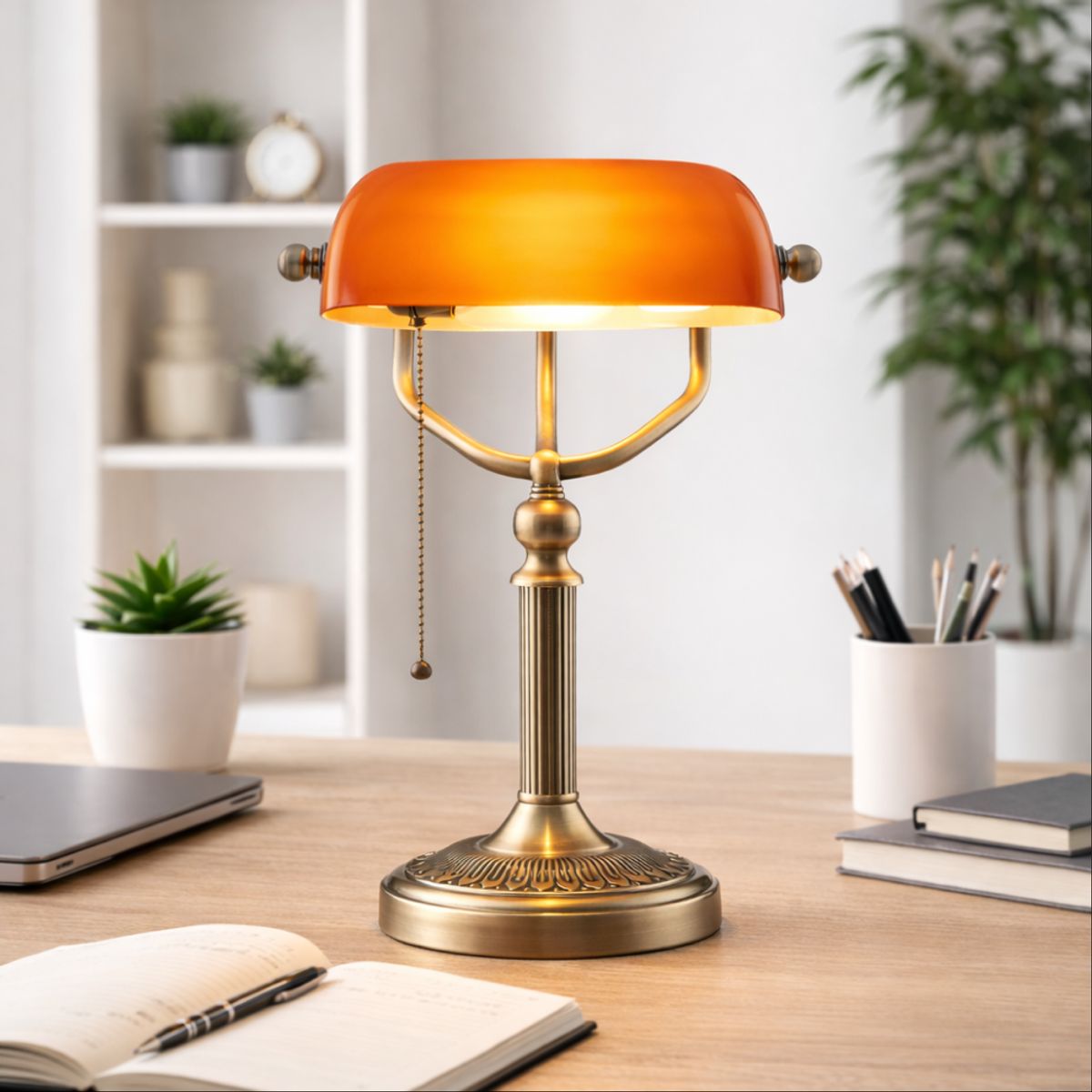 GENERICO - Lámpara de mesa Estilo Banquero Naranja
