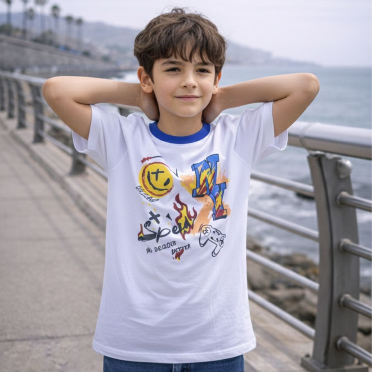 LE PETIT COMPANY - Polo Niño Speed Blanco 100% algodón