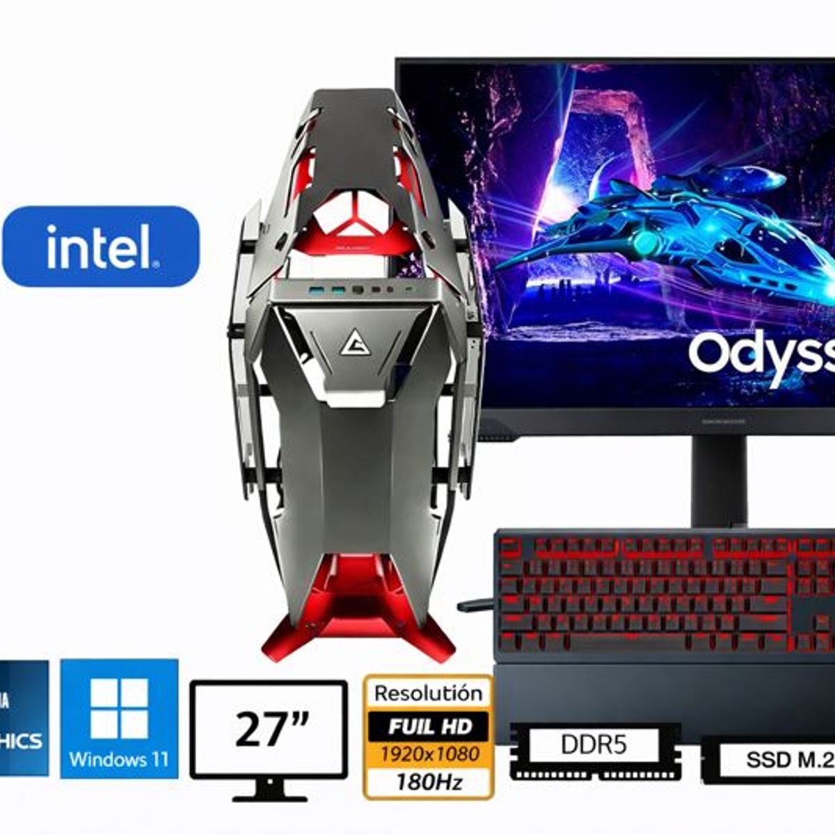 INTEL - Computadora Enovu Core Ultra 7 265KF 32GB 1TB SSD 27" RTX 5050 8GB Windows 11 Pro