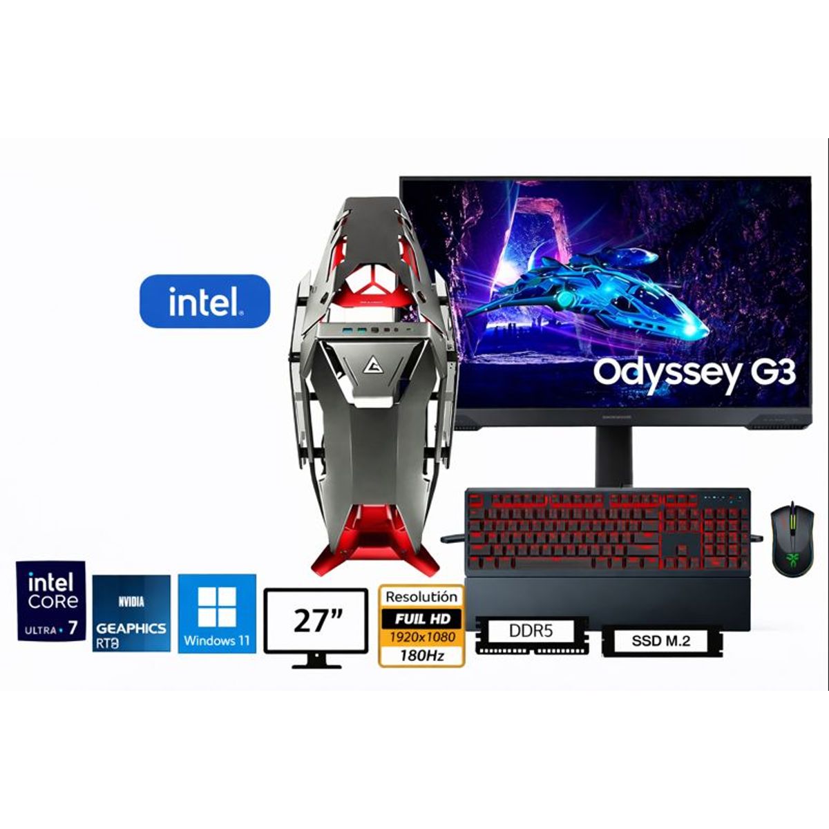 INTEL - Computadora Enovu Core Ultra 7 265KF 32GB 1TB SSD 27" RTX 5050 8GB Windows 11 Pro