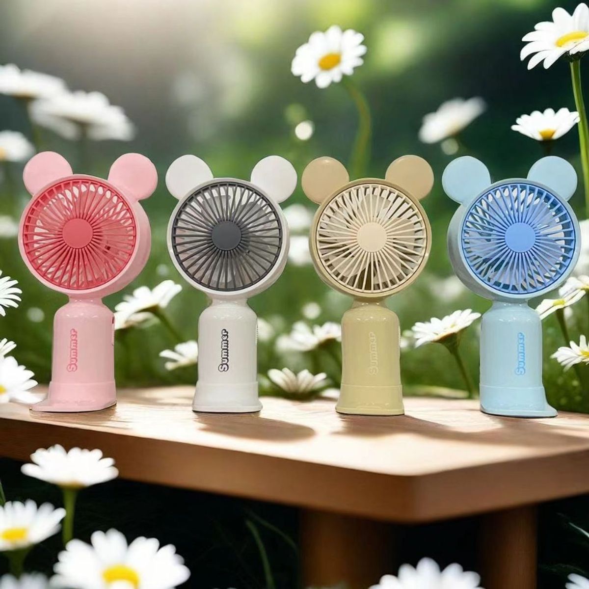 GENERICO - Ventilador de Mano Portátil USB Recargable con Luz LED y 2 Velocidades