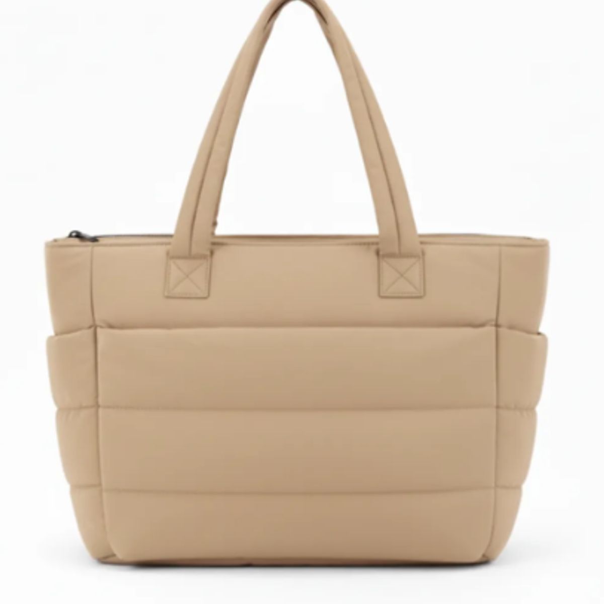 GENERICO - BOLSO PUFFER PORTALAPTOP PARA MUJER TOP UNIVERSITARIO BEIGE
