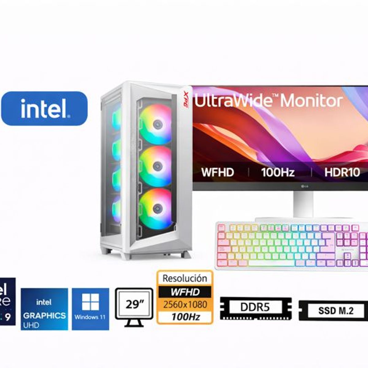 INTEL - Computadora Enovu Core Ultra 9 285 16GB 512GB SSD 29" Intel UHD Windows 11 Pro