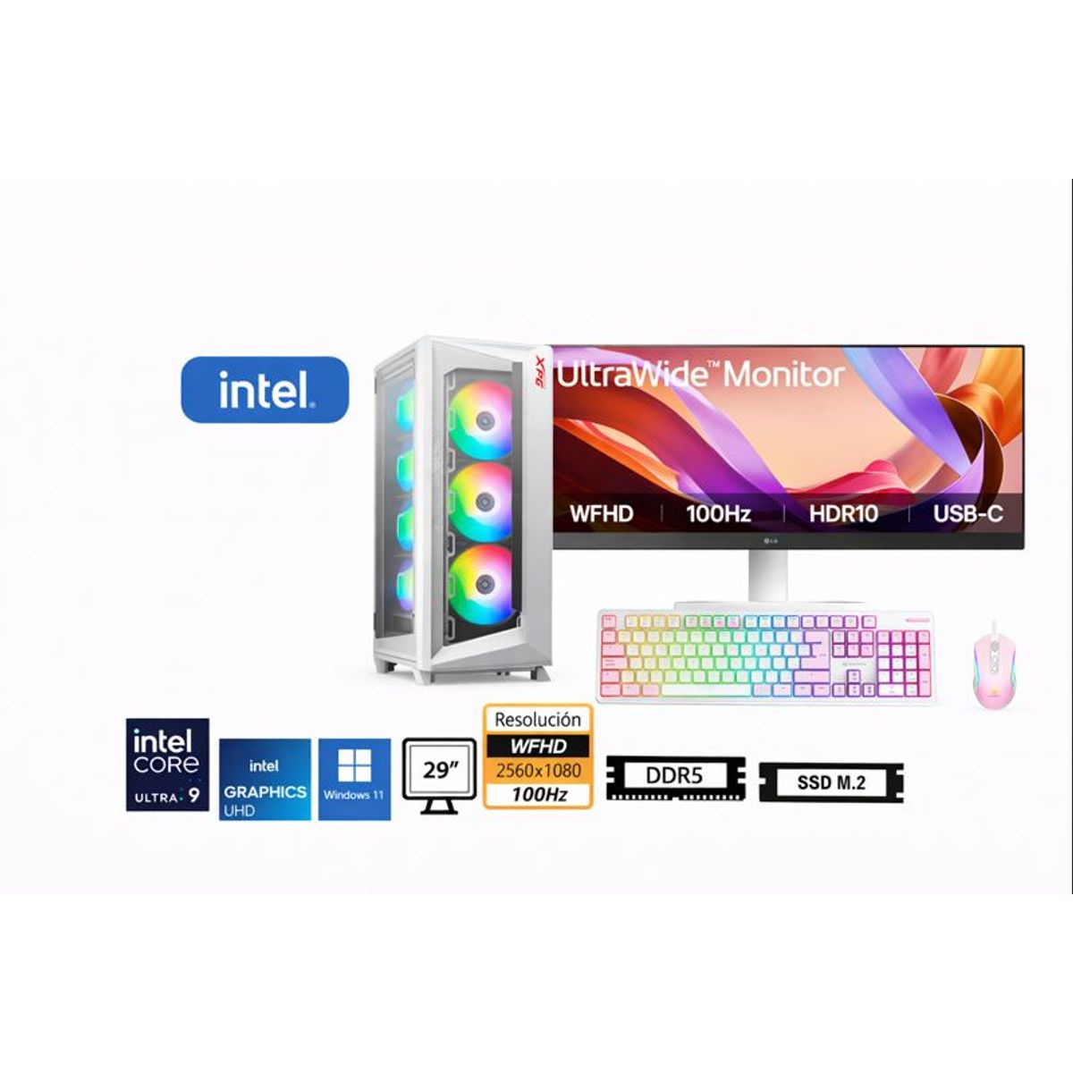 INTEL - Computadora Enovu Core Ultra 9 285 16GB 512GB SSD 29" Intel UHD Windows 11 Pro