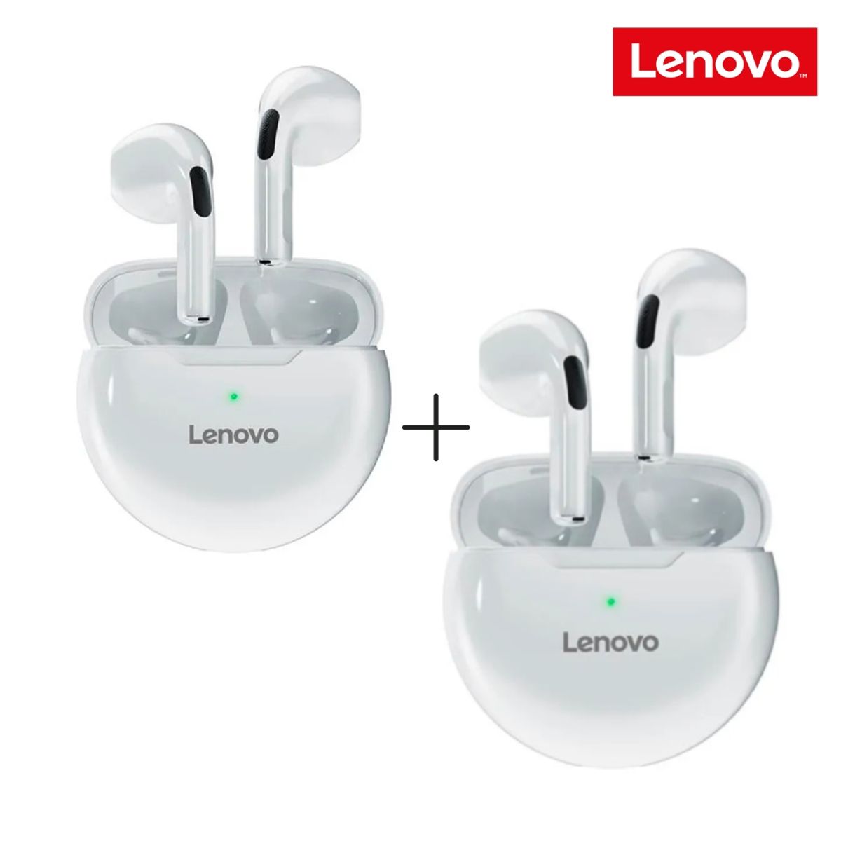LENOVO - Pack x 2 Audífonos Inalámbricos Bluetooth Lenovo HT38 Blancos