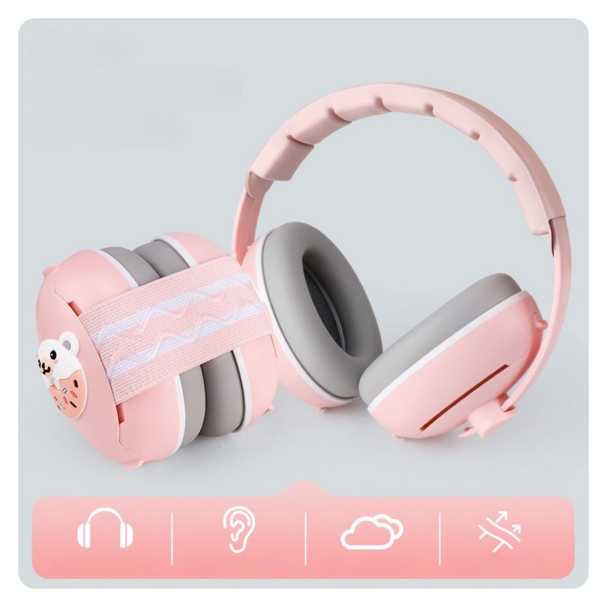 GENERICO - Orejeras/Auriculares de protección auditiva para bebés 2 en 1 color Rosado