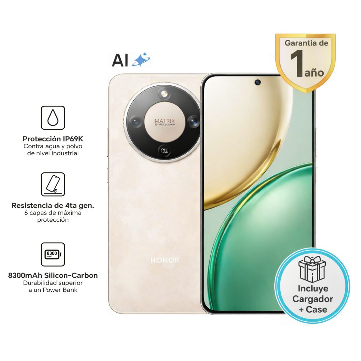 HONOR - HONOR MAGIC 8 LITE 5G SUNRISE GOLD 8RAM 256GB - REGISTRADO