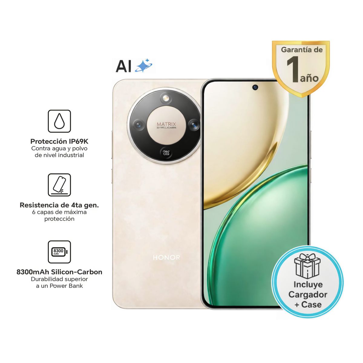 HONOR - HONOR MAGIC 8 LITE 5G SUNRISE GOLD 8RAM 256GB - REGISTRADO