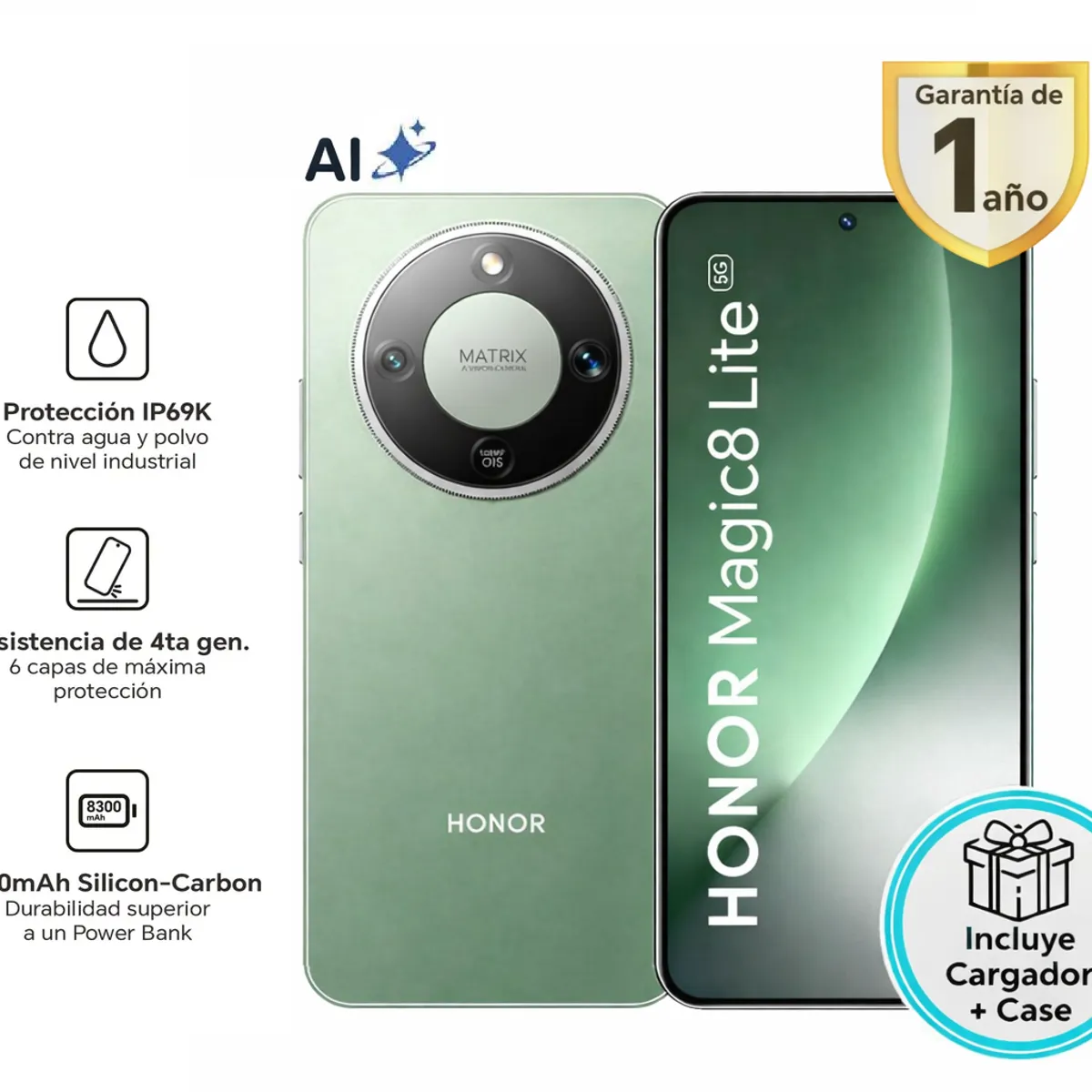 HONOR - HONOR MAGIC 8 LITE 5G FOREST GREEN 8RAM 256GB - REGISTRADO