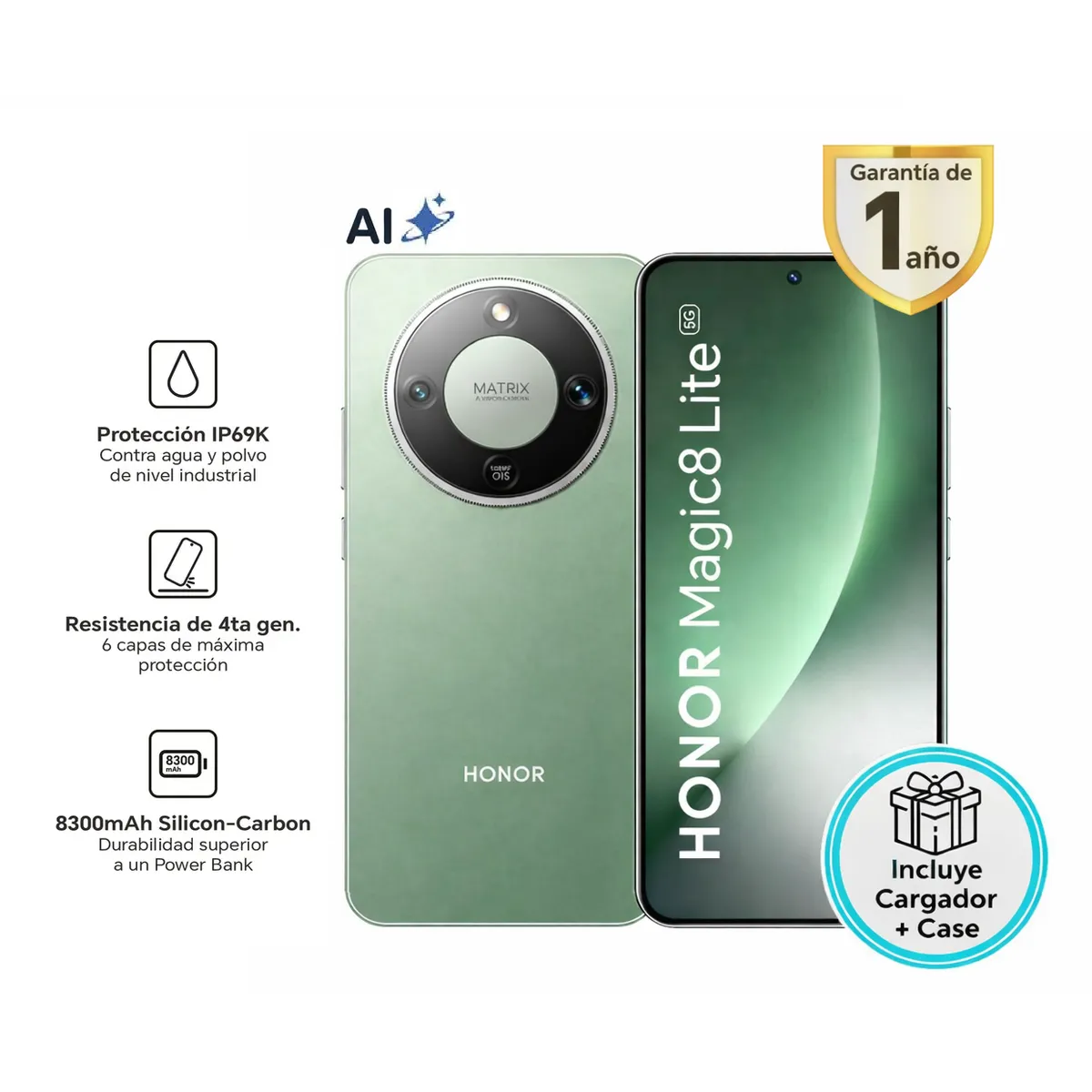 HONOR - HONOR MAGIC 8 LITE 5G FOREST GREEN 8RAM 256GB - REGISTRADO