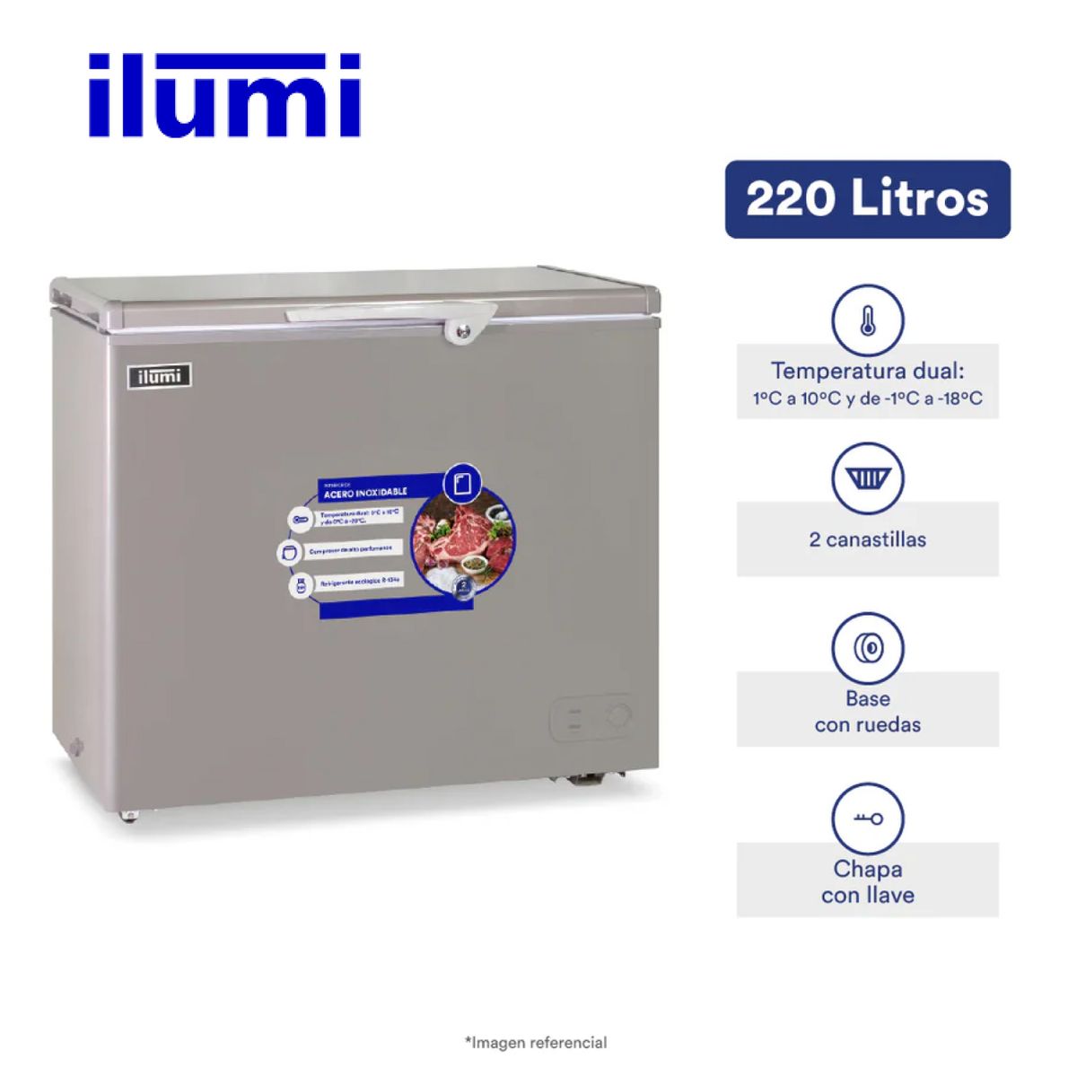 ILUMI - CONGELADORA 220 LT ILUMI TFI-2200DG