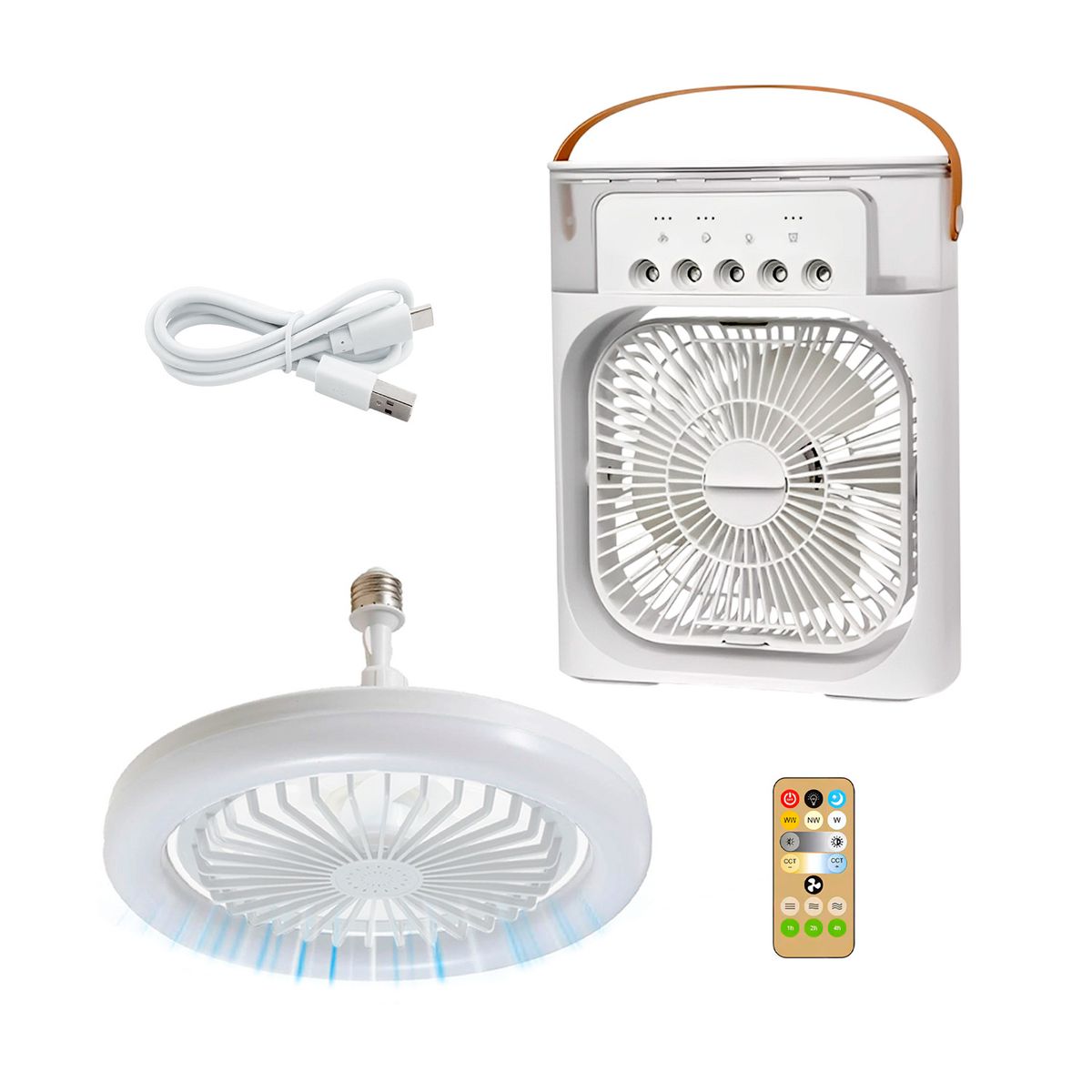 GENERICO - Ventilador Con Luz Led 85v + Aire Acondicionado Ángulo 60° 26 Cm 50/60 Hz Blanco Plástico 5