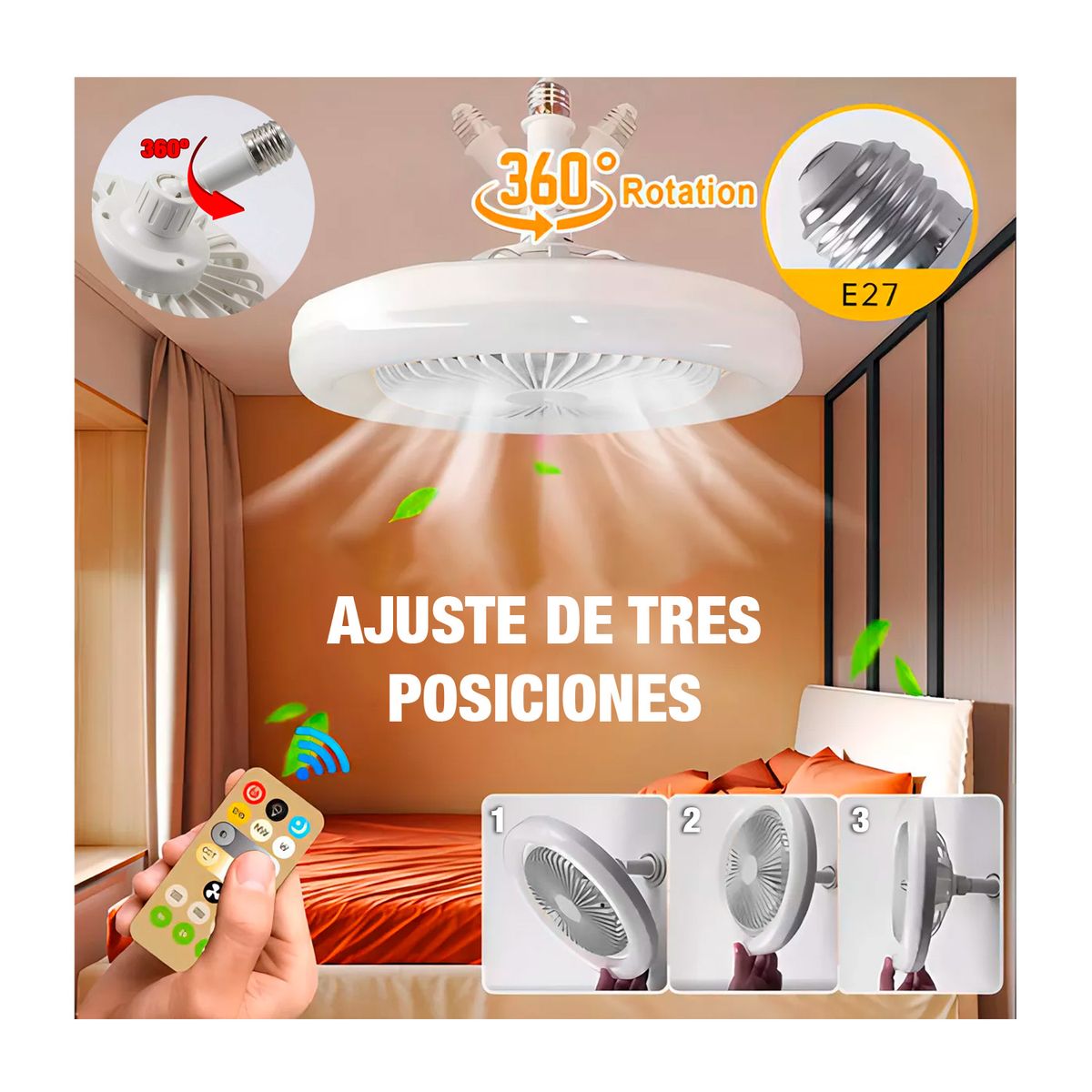 GENERICO - Ventilador Con Luz Led 85v + Aire Acondicionado Ángulo 60° 26 Cm 50/60 Hz Blanco Plástico 5