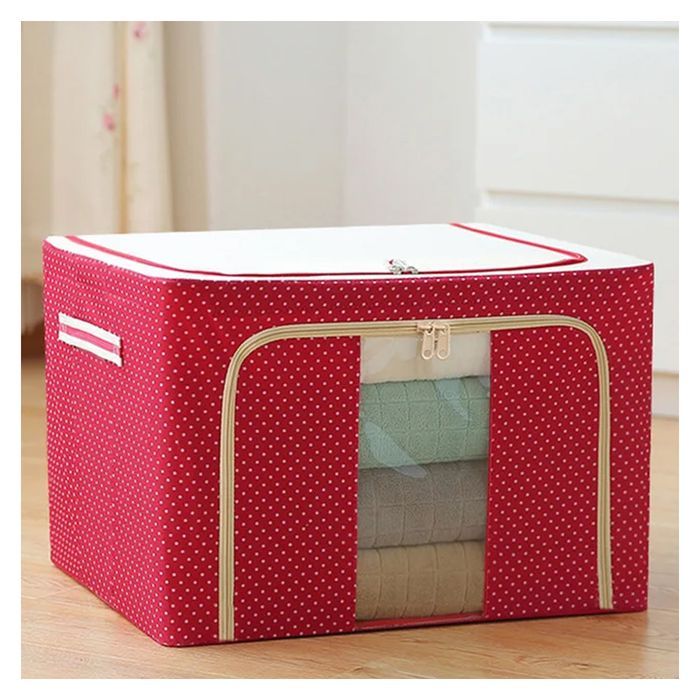 CAJA ORGANIZADORA DE ROPA CON CIERRE Y VARILLA COLOR ROJO GENERICO ...