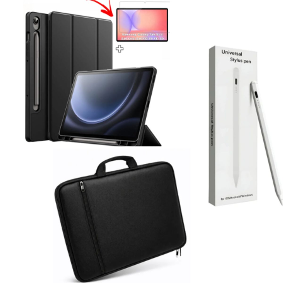 SPACE - FUNDA SMART COVER + LAPIZ + MALETA + MICA DE VIDRIO SAMSUNG S10FE NEGRO
