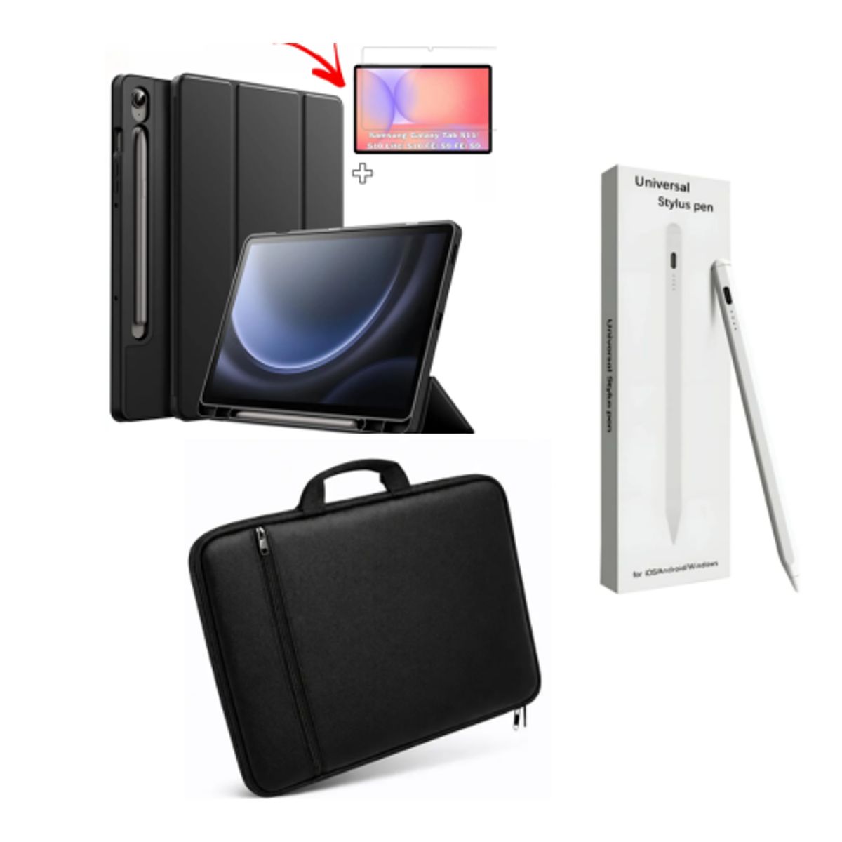 SPACE - FUNDA SMART COVER + LAPIZ + MALETA + MICA DE VIDRIO SAMSUNG S10FE NEGRO