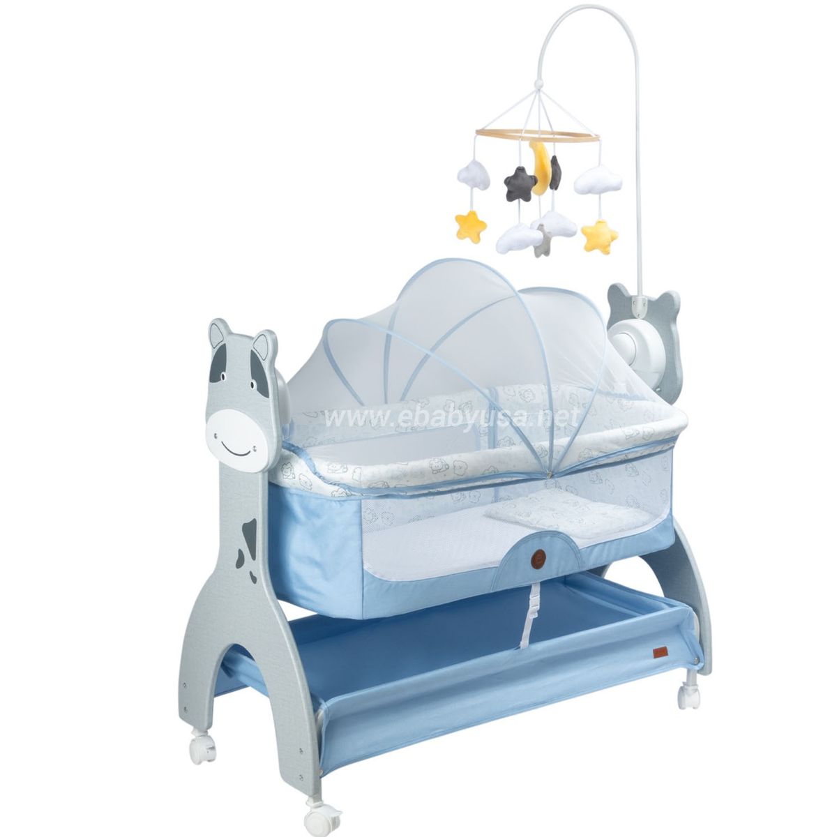 EBABY - Cuna Colecho Mecedora para Bebé SEREN Azul