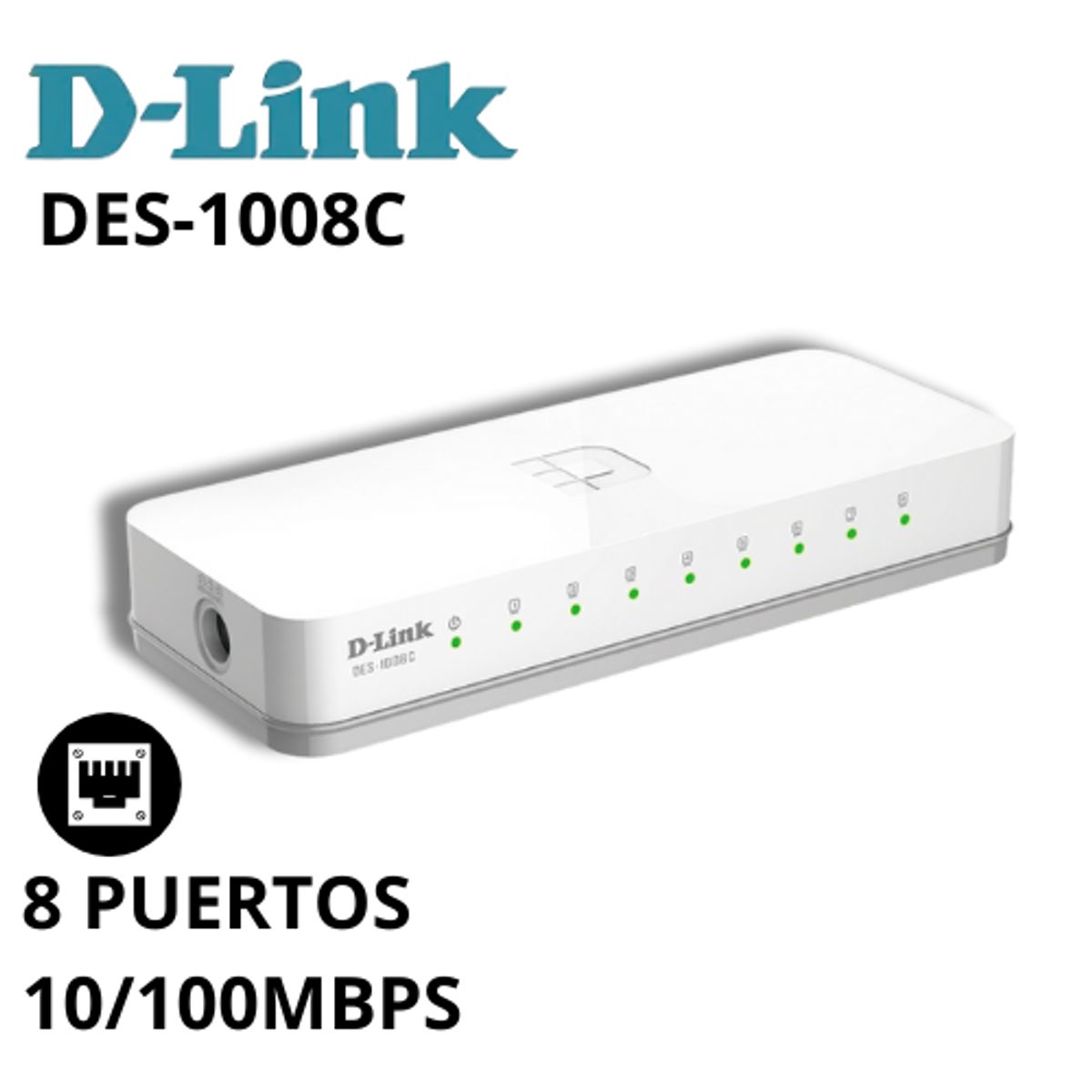 DLINK - Switch D-Link DES-1008C 8 Puertos Fast Ethernet 10/100 Mbps RJ-45