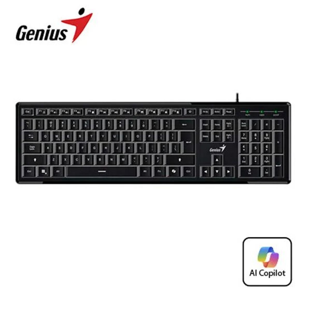 GENIUS - TECLADO GENIUS SLIMSTAR 820 AI COPILOT RETROILUMINADO USB SP BLACK