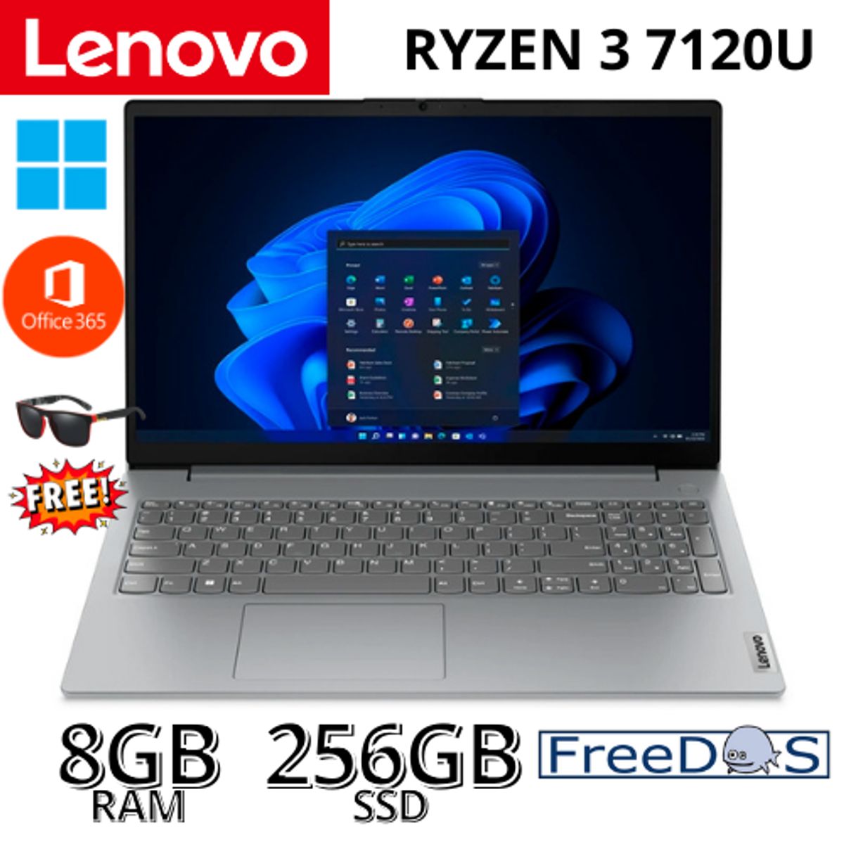 LENOVO - Laptop Lenovo V15 G4 AMN 15.6" FHD TN AMD Ryzen 3 7320U 8GB RAM 256GB SSD M.2