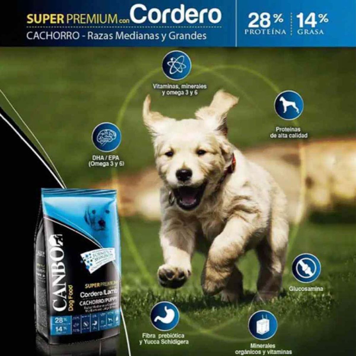 CANBO - Comida de Perro Cachorro Mediano Grande Canbo Cordero 3 kg