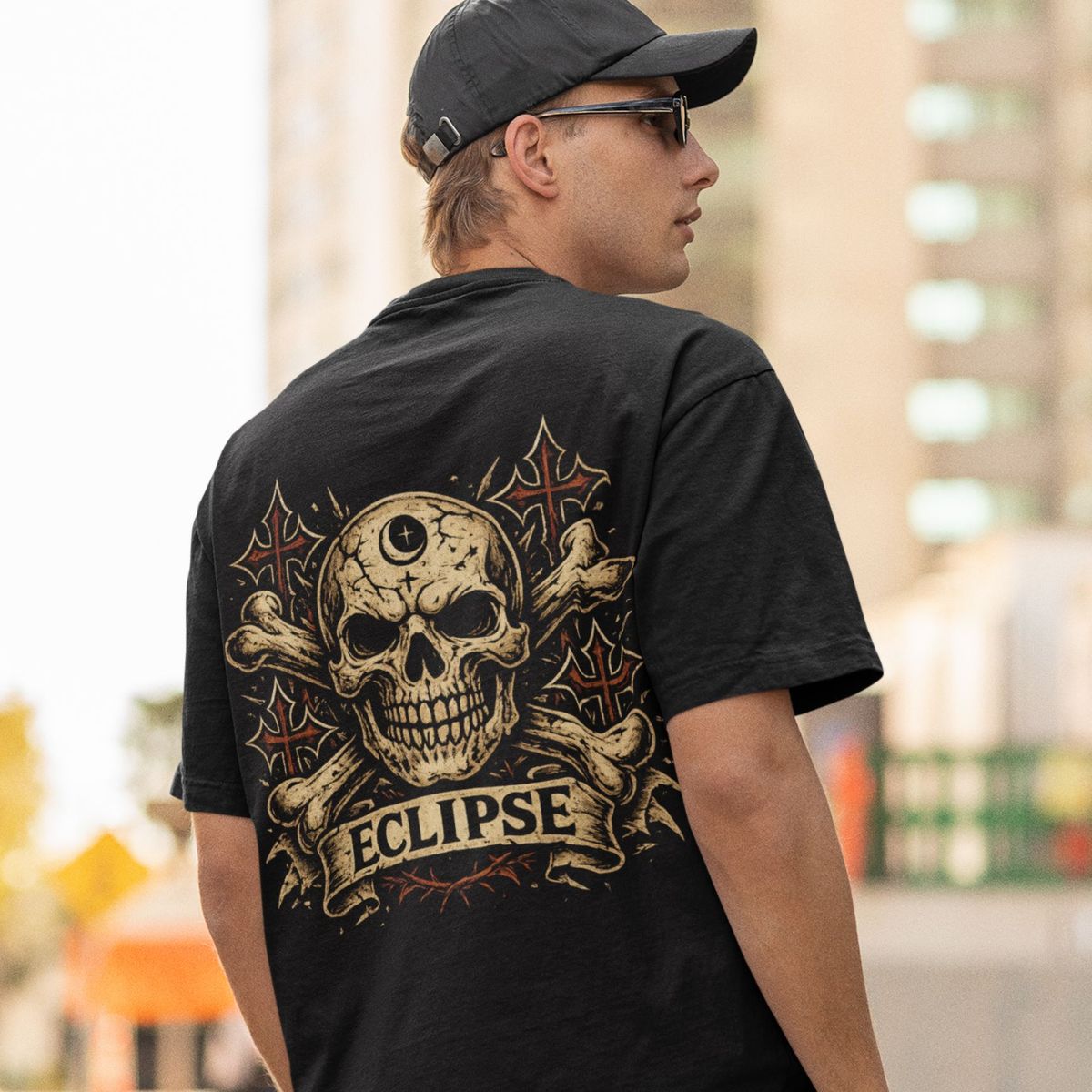 GENERICO - Polo oversize Calavera Cruz Hombre
