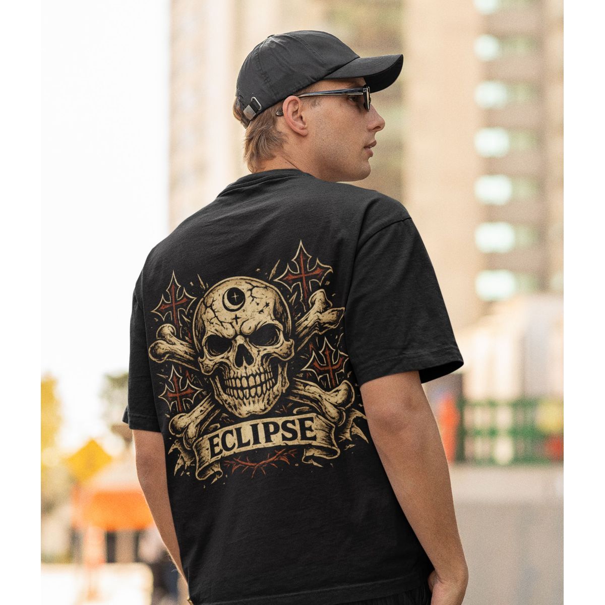 GENERICO - Polo oversize Calavera Cruz Hombre