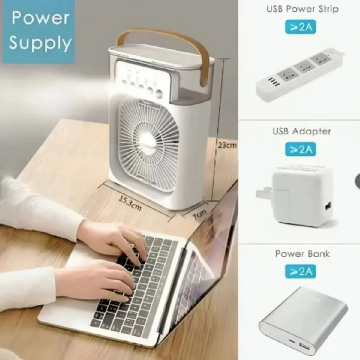 GENERICO - Ventilador Portátil 3 en 1 Humidificador Enfriador Aire Acondicionado