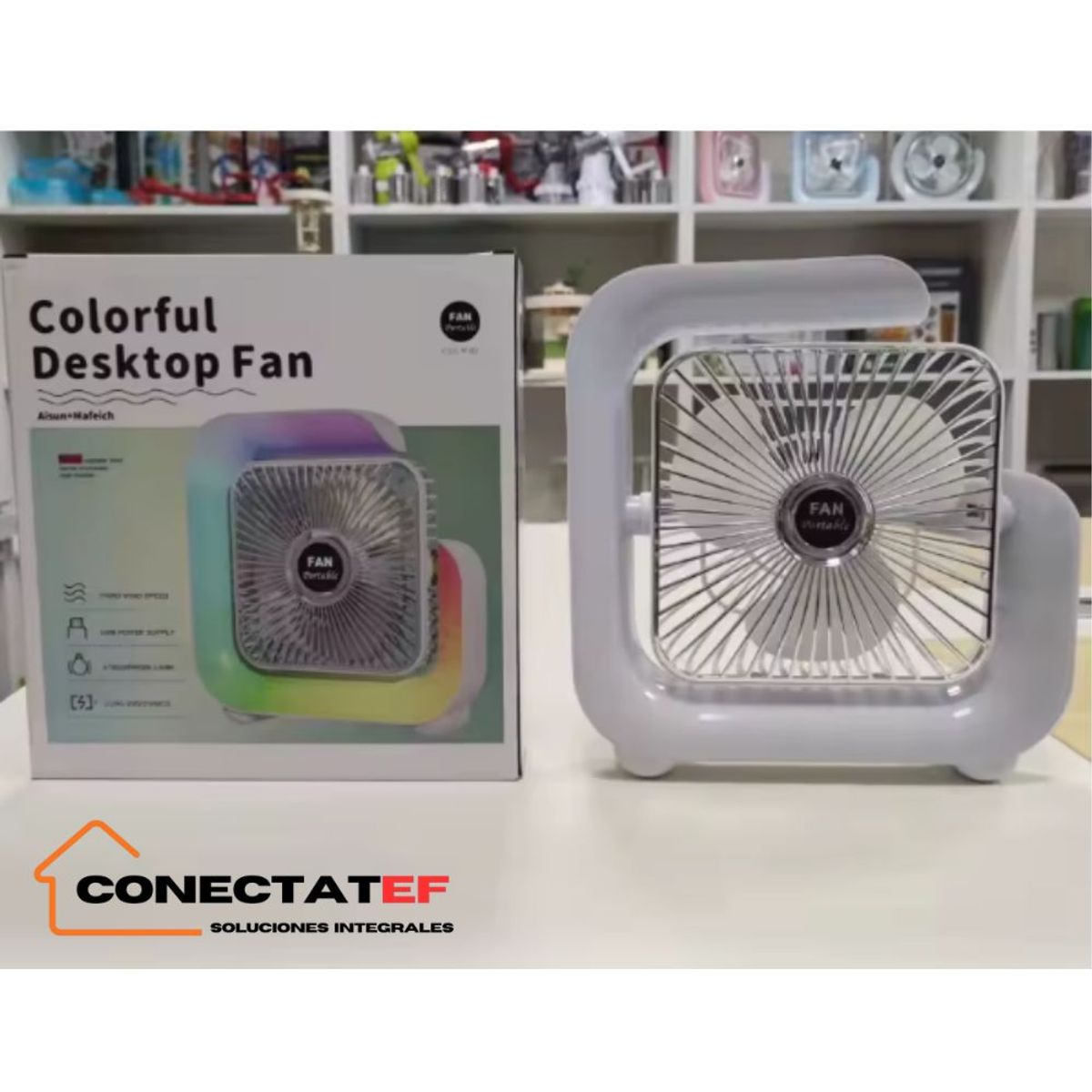 GENERICO - Ventilador con bateria recargable COLORFUL DESKTOP FAN