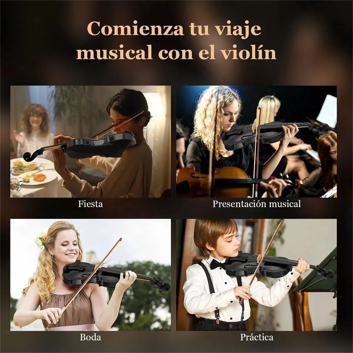 U BUY - Violin Acustico Profesional  Con Estuche Arco Accesorios Neg