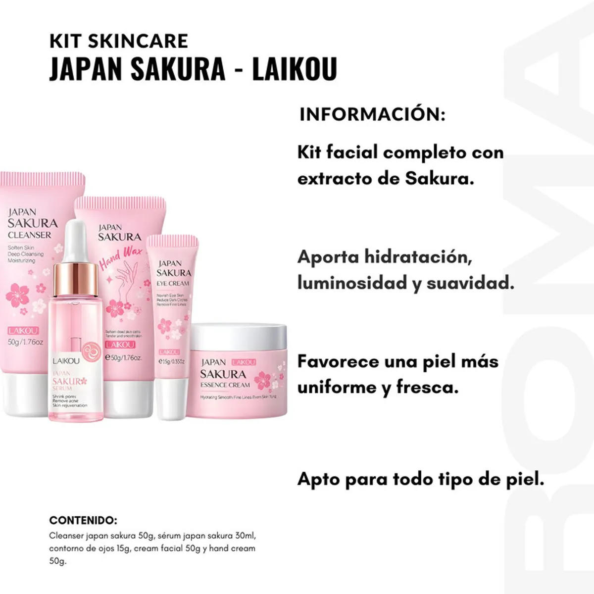 BIOAQUA - KIT SKINCARE JAPAN SAKURA 5 PZS LAIKOU