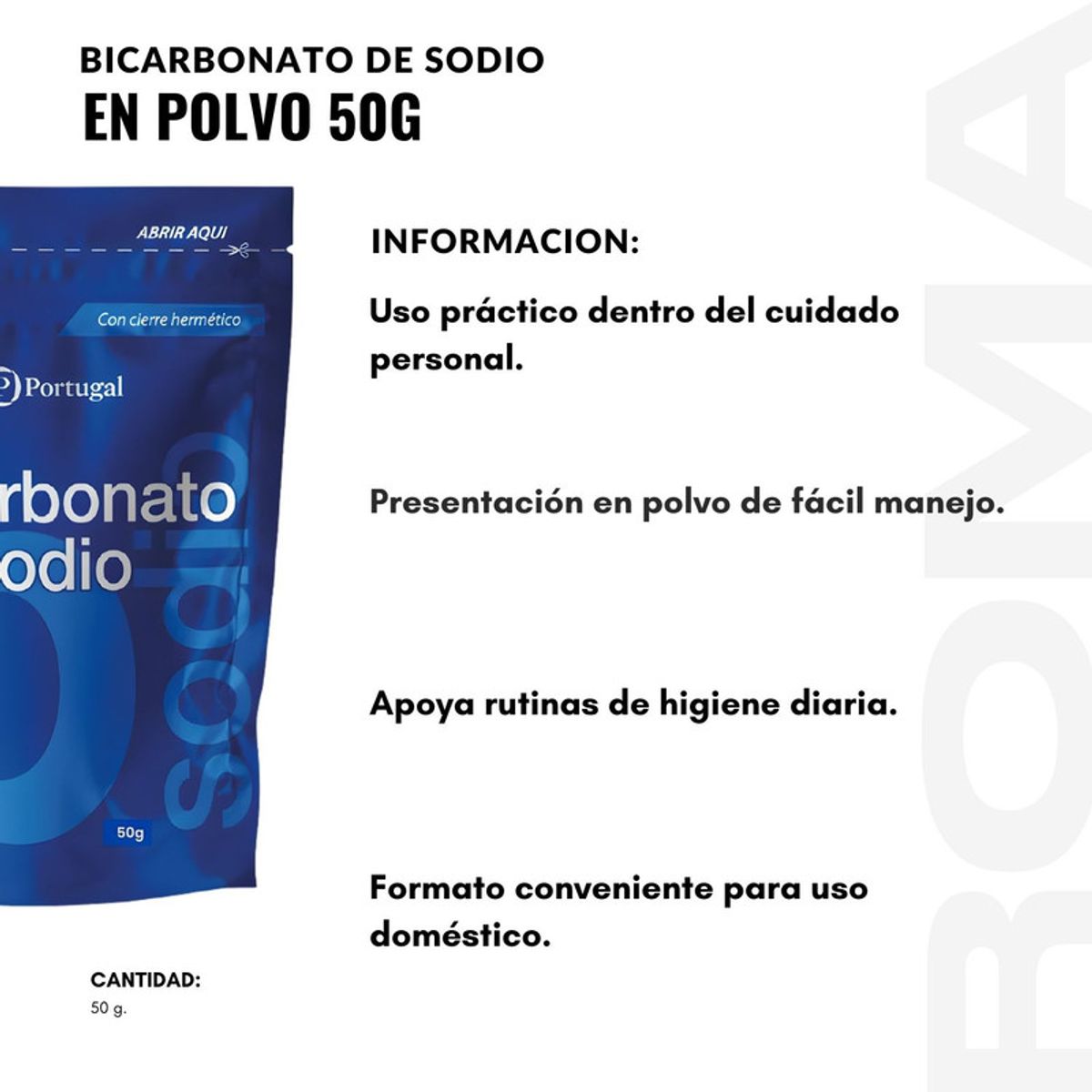 PACK 2 BICARBONATO DE SODIO EN POLVO 50G PORTUGAL, marca PORTUGAL - Foto 2