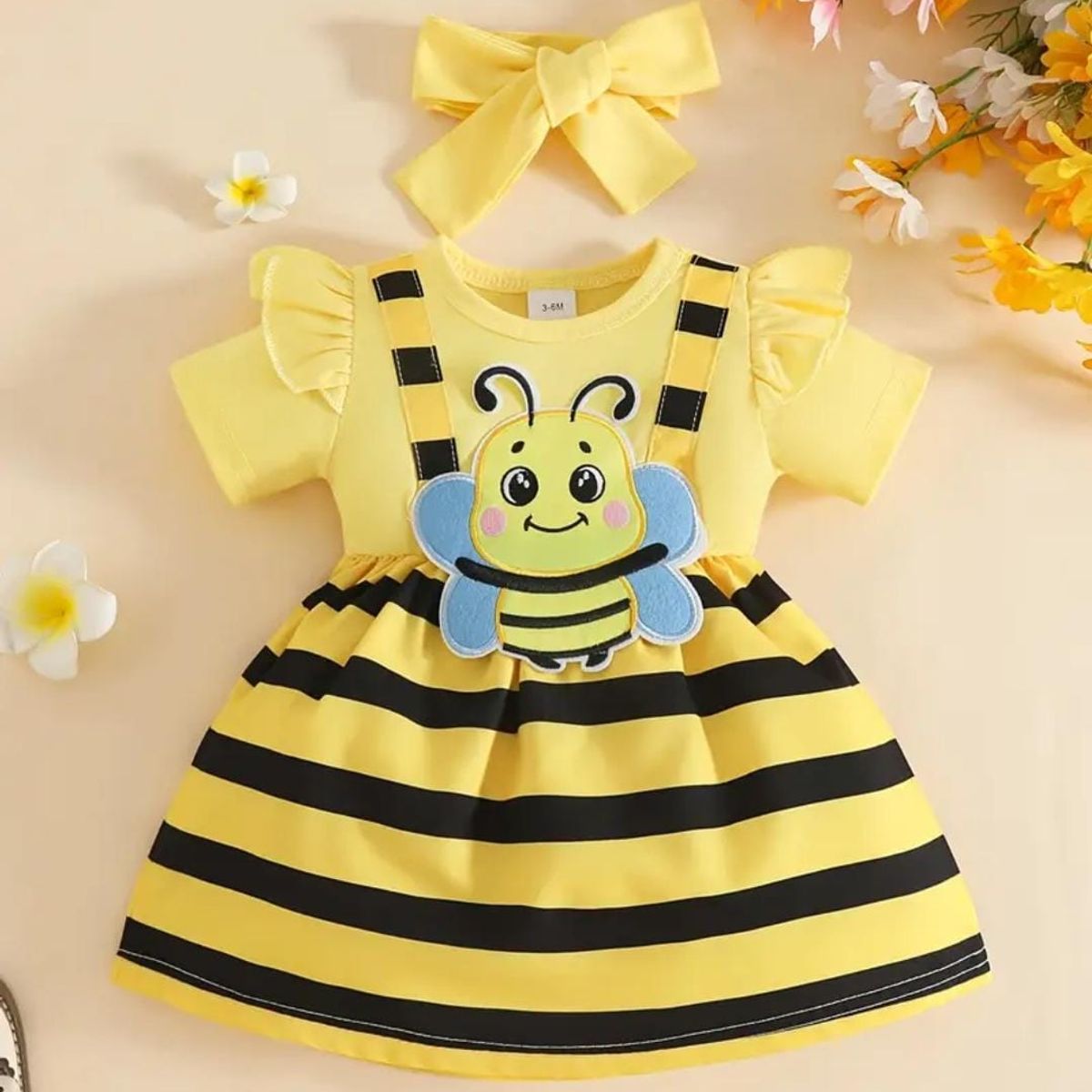 ARELYS - Vestido Niña Abejita + Vincha