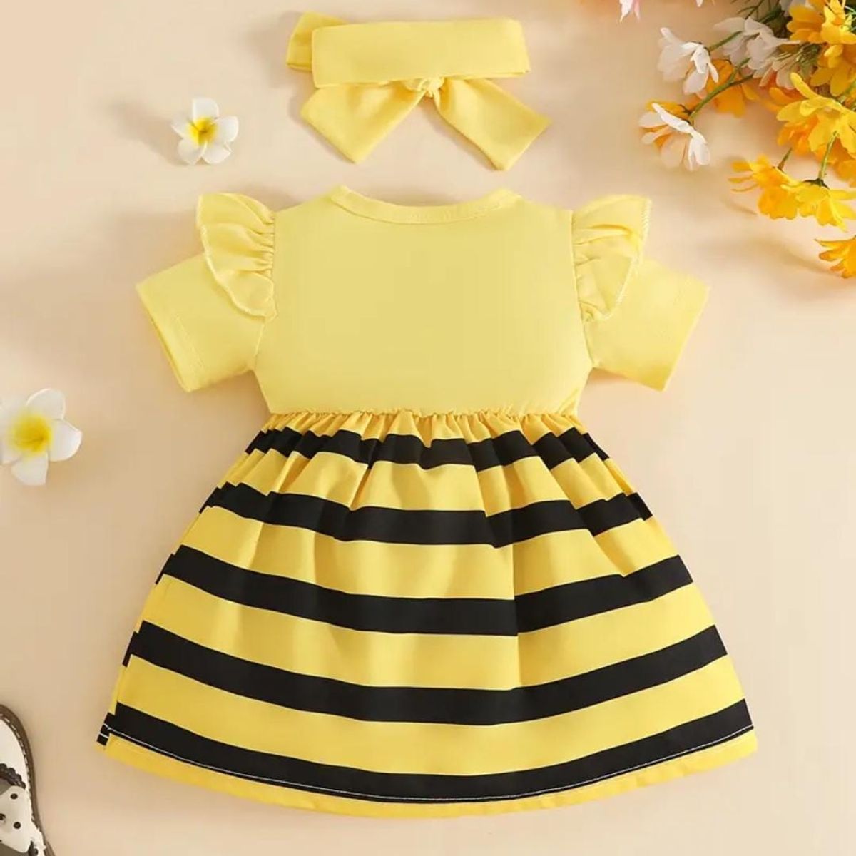 ARELYS - Vestido Niña Abejita + Vincha