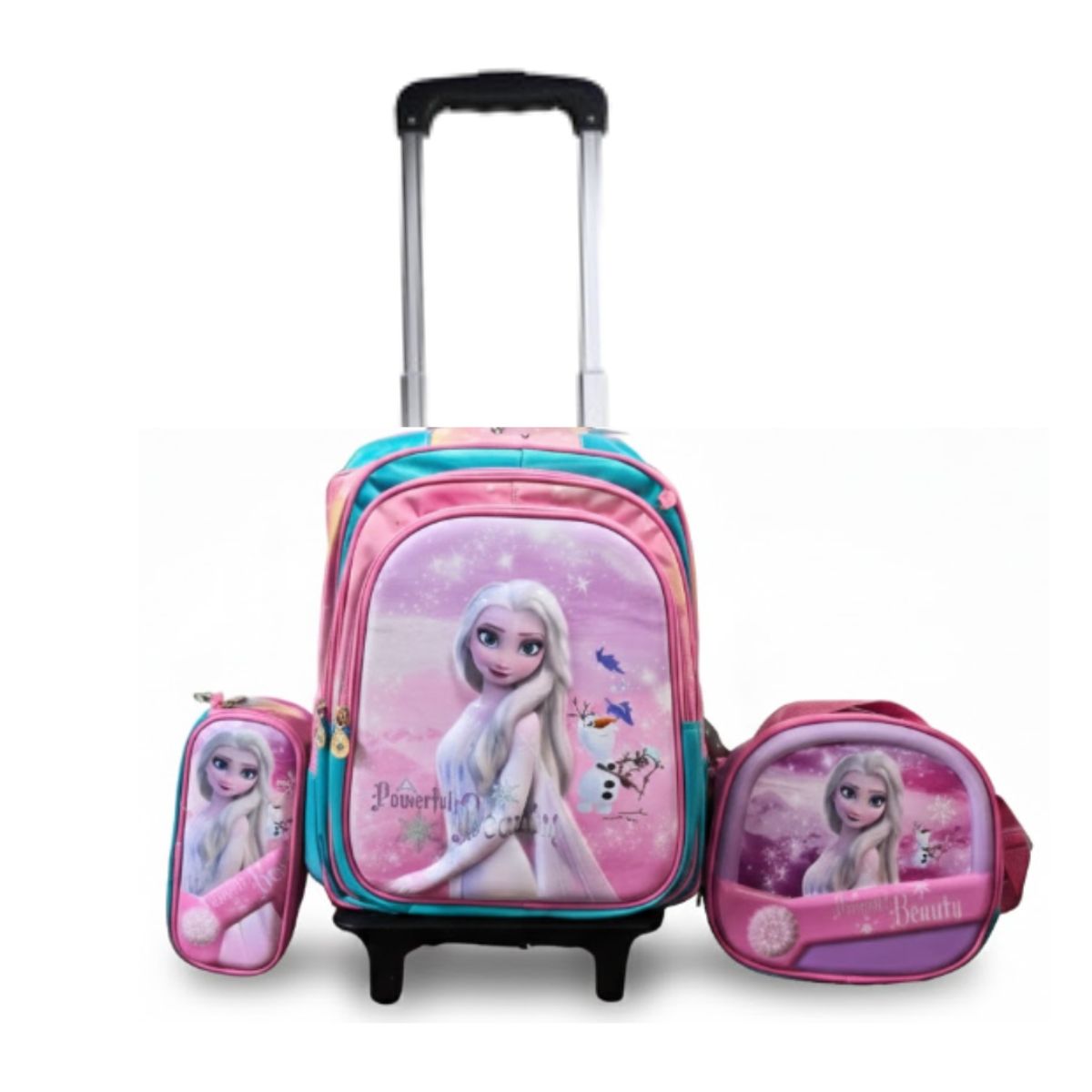 GENERICO - Mochila con Ruedas para Niños y Niñas Multipack 3 en 1 Infantil Regreso a Clases Princesas