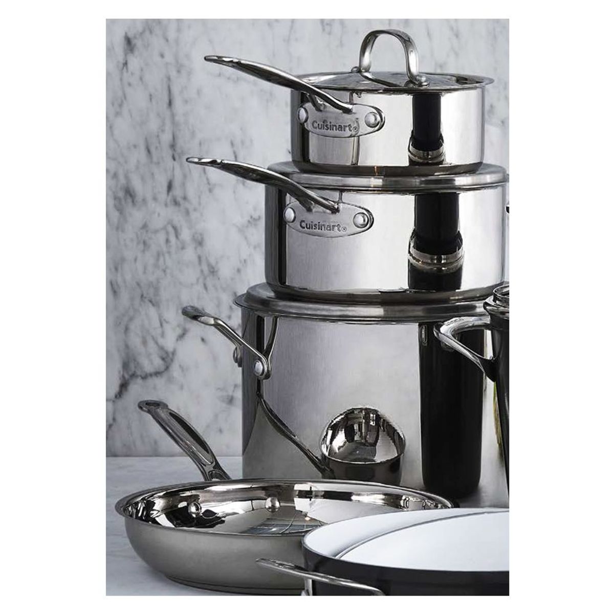 CUISINART - Juego de Ollas x 7 Acero Inoxidable Tapa de Vidrio