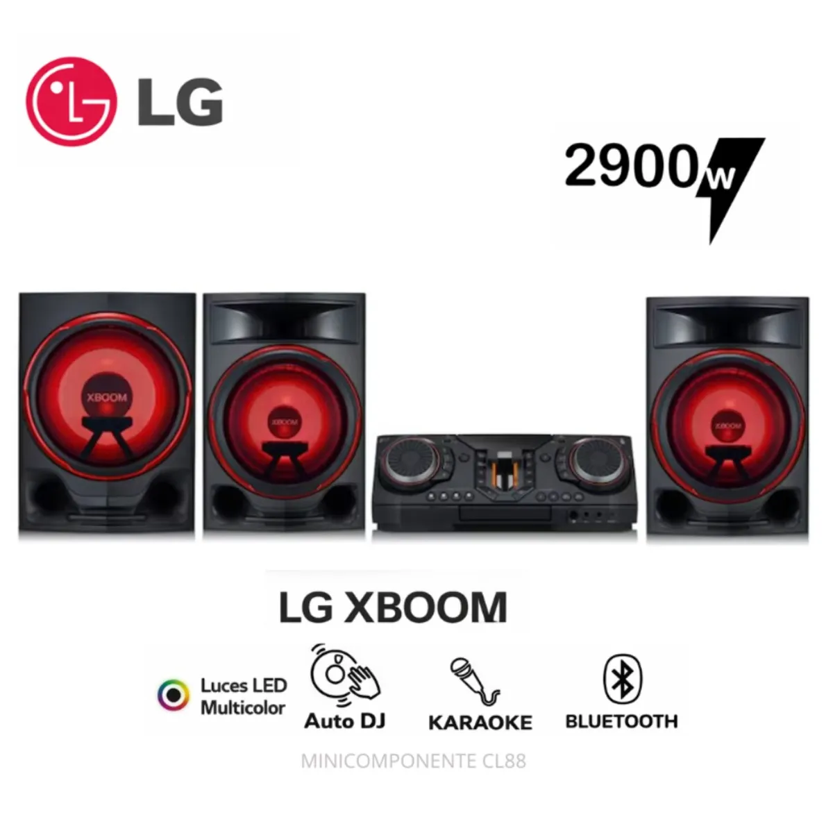LG - Minicomponente LG XBOOM CL88 2900W - Luces Multi Color - Karaoke Star