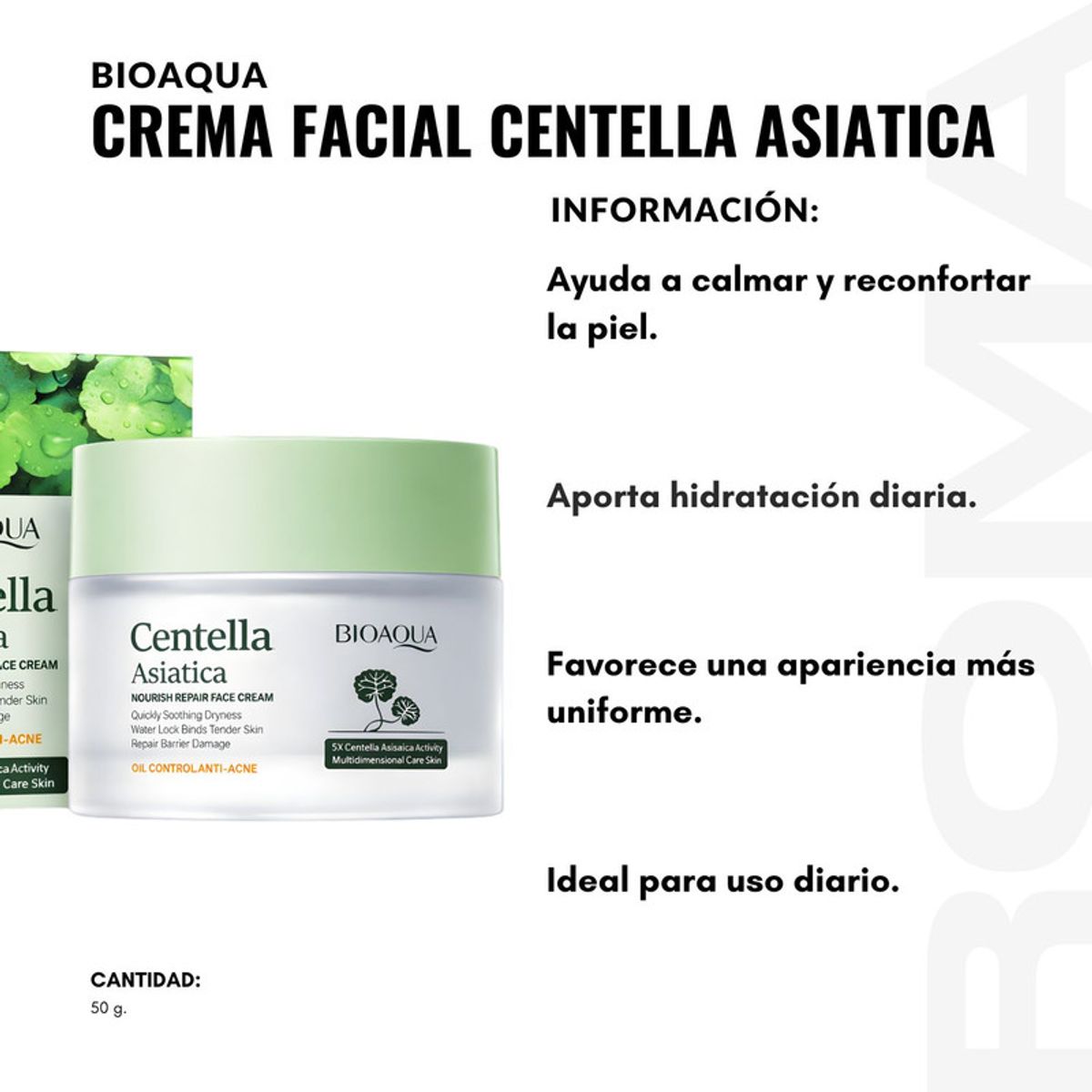 BIOAQUA - CREMA FACIAL CENTELLA ASIATICA 50G BIOAQUA