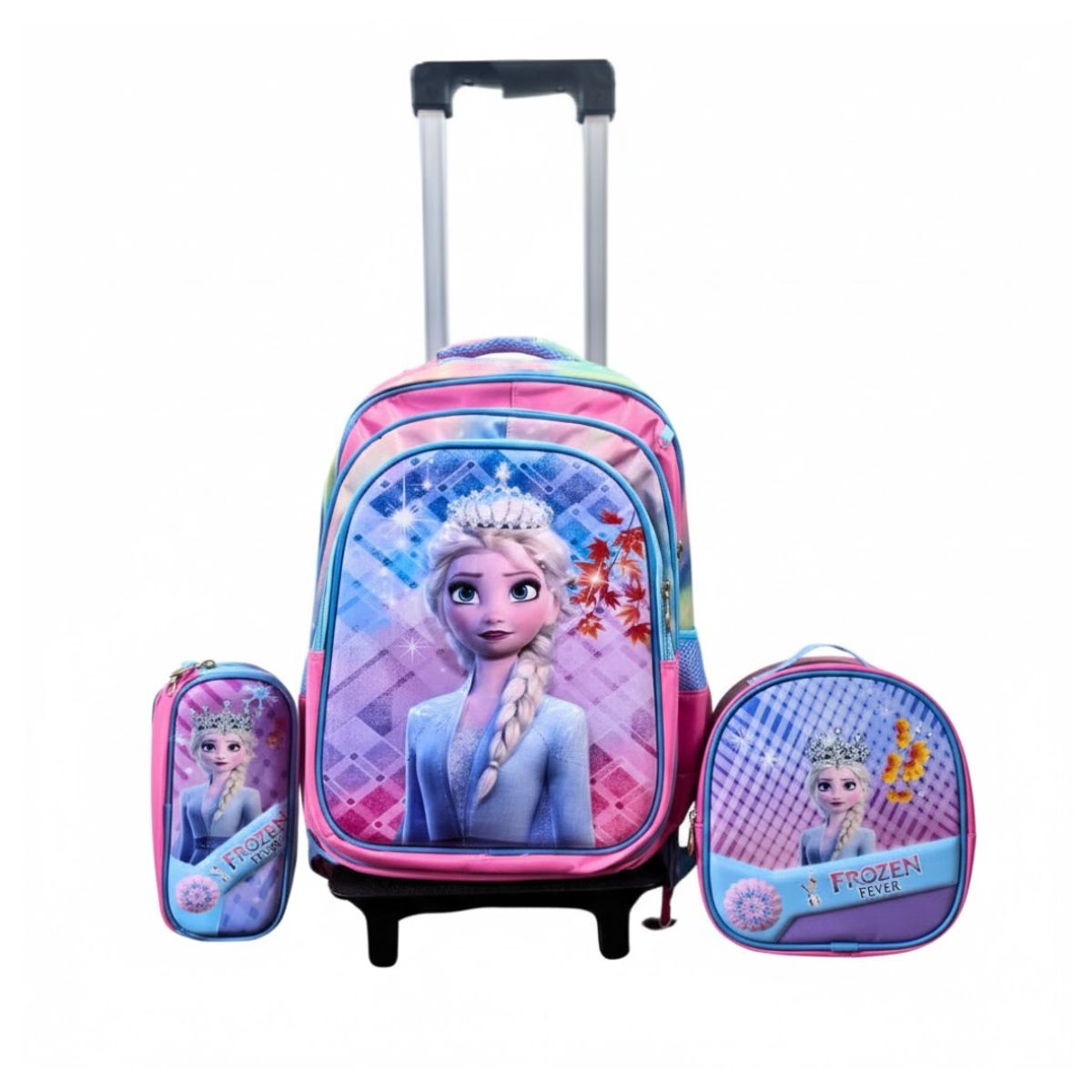 GENERICO - Mochila con Ruedas para Niños y Niñas Multipack 3 en 1 Infantil Regreso a Clases Princesas