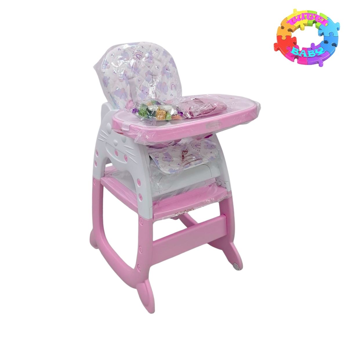 HI BABY - SILLA CARPETA RECLINABLE GATO 3 EN 1 MUSICAL CON BLUETOOTH - ROSADO