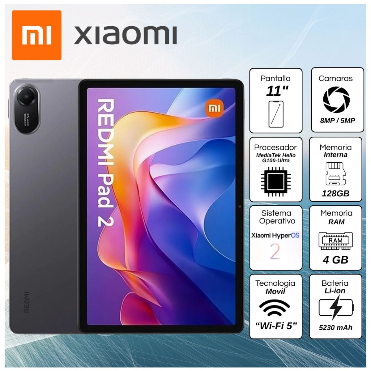 XIAOMI - Tablet Xiaomi Redmi Pad 2 - 11"  Pulg. 4GB RAM 128GB - Gris