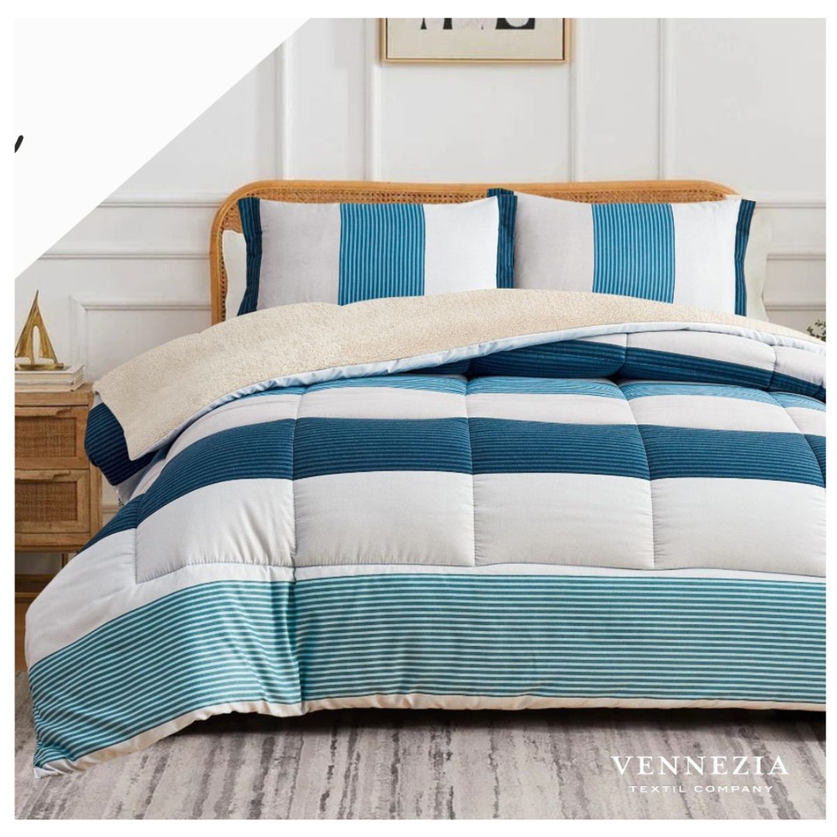 CUTE - EDREDÓN CALIFORNIA TELA CON CARNERO DE  2 PLAZAS