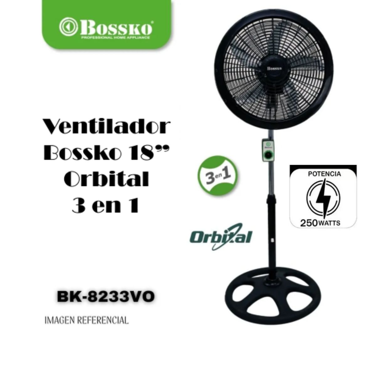 BOSSKO - Ventilador Orbital Bossko de 18″ BK-8233VO Negro