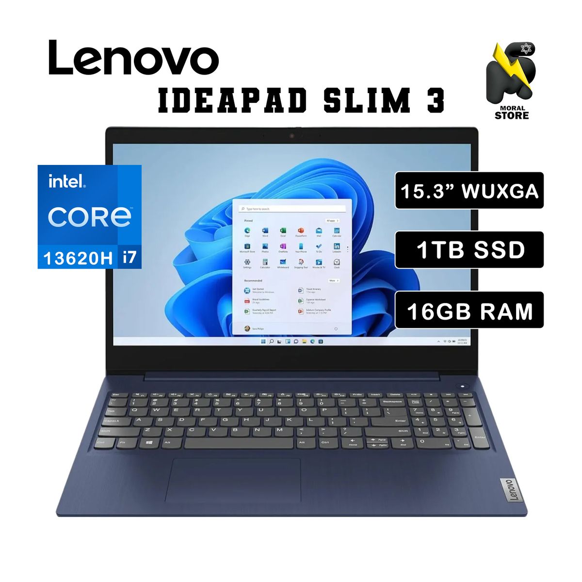 LENOVO - LAPTOP LENOVO IDEAPAD SLIM 3 15IRH10 / INTEL CORE I7 -13620H /16 GB RAM /1 TB SSD/15.3 WUXGA