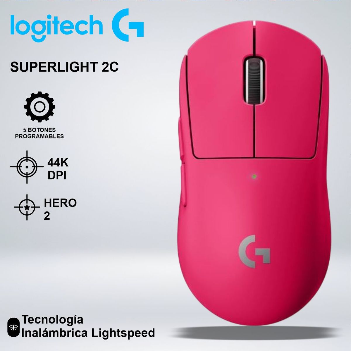 LOGITECH - MOUSE GAMER G PRO X SUPERLIGHT 2C HERO 2 LIGHTSPEED 44KDPI 5botones 95hrs 51gr