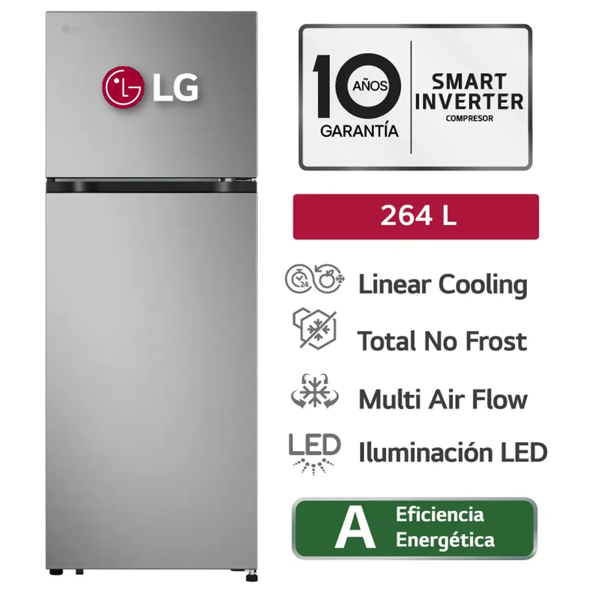 LG - Refrigeradora LG VT26BPY 264L Linear Cooling Top Freezer Plateada