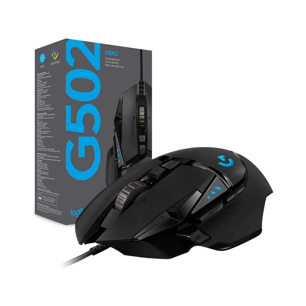 LOGITECH - Mouse Gaming Logitech G502 Hero 25K, Rgb Lightsync, Alta Precisión, Diseño Ergonómico, Pro