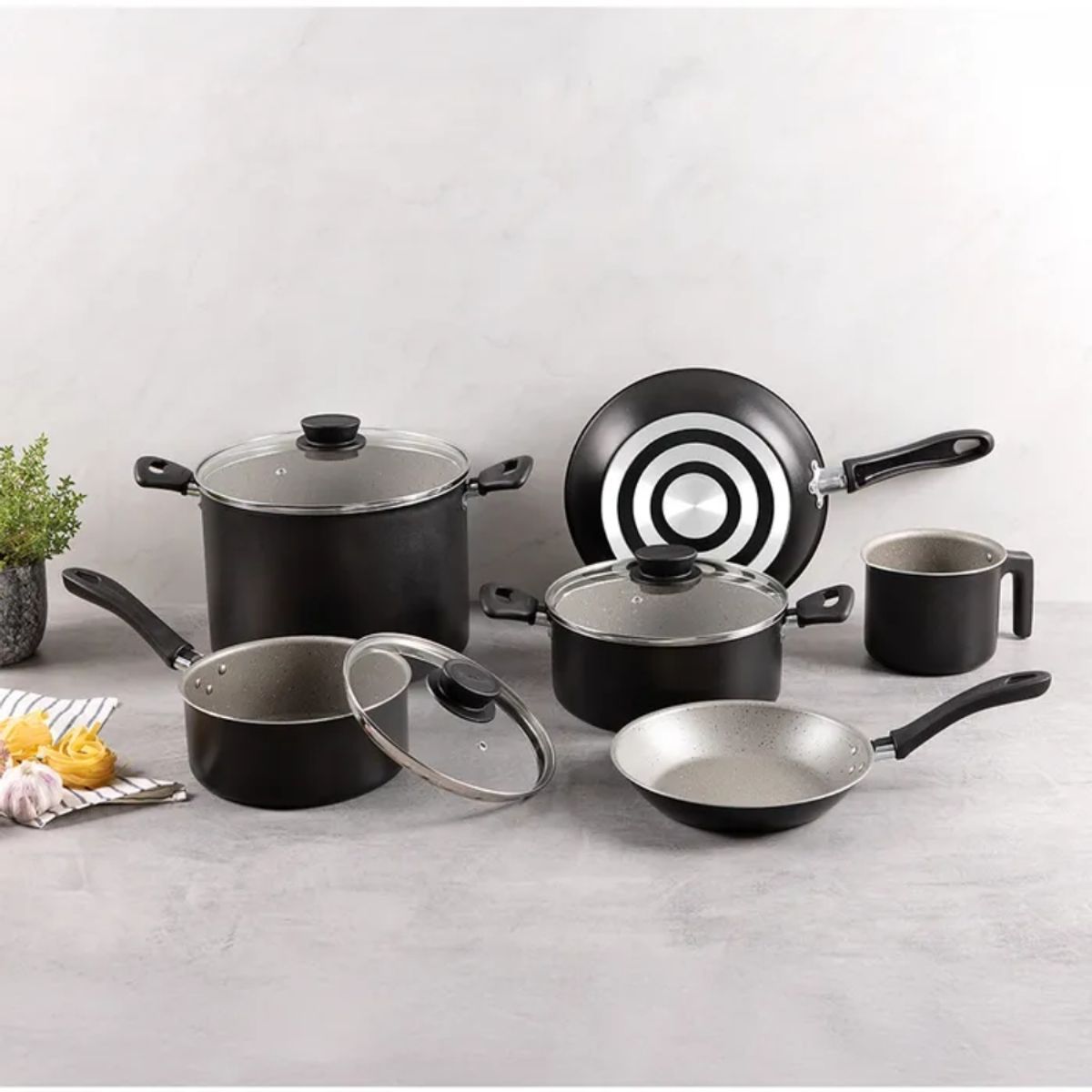 TRAMONTINA - Juego de Ollas Tramontina Linz 9 Piezas Negro 28299/011