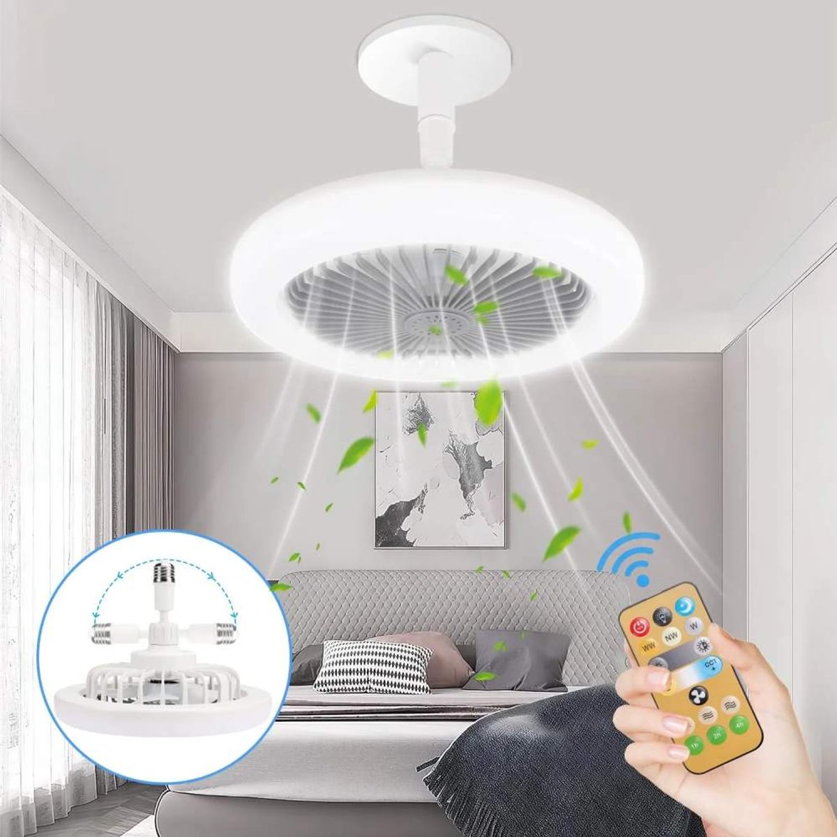 GENERICO - Foco Ventilador de techo Led Blanco con Gris Calido 50W con control